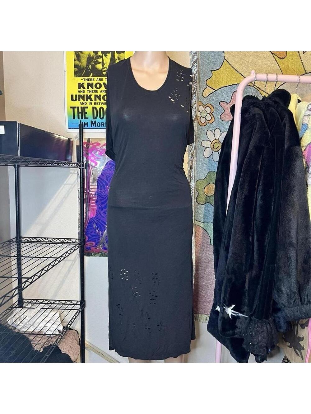 Widow x Dollskill Black Laser Cut Midi Dress